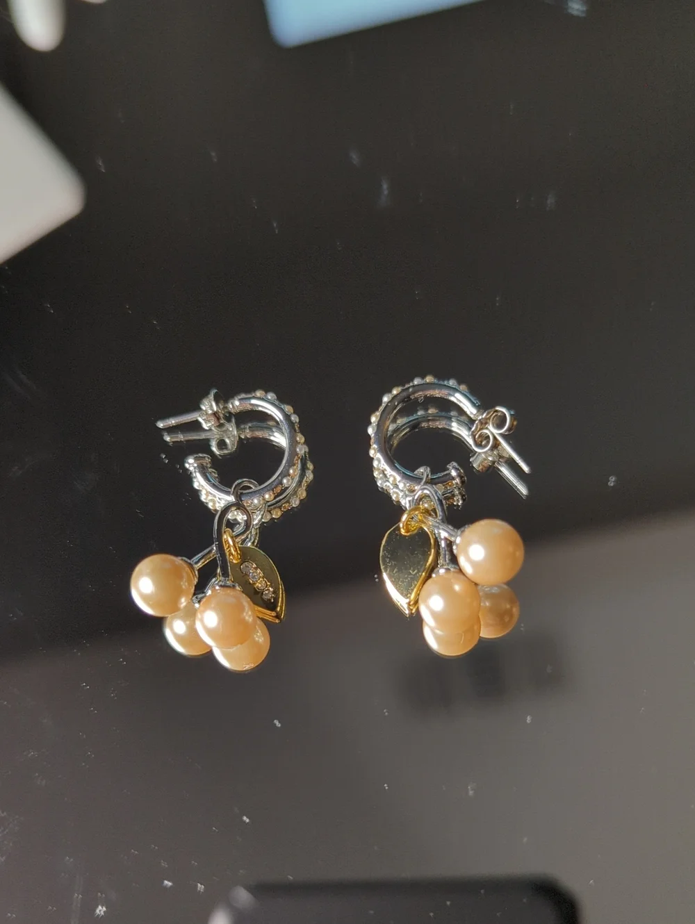 Coach Pearl Cherry Hoop Earrings - Picture 1 of 2